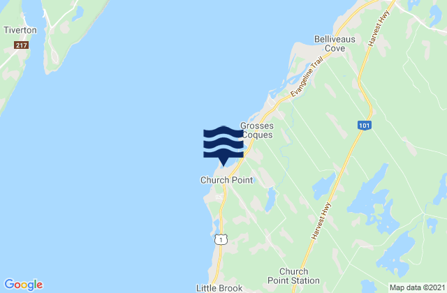 Mapa de mareas Church Point, Canada