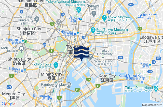 Mapa de mareas Chūō Ku, Japan