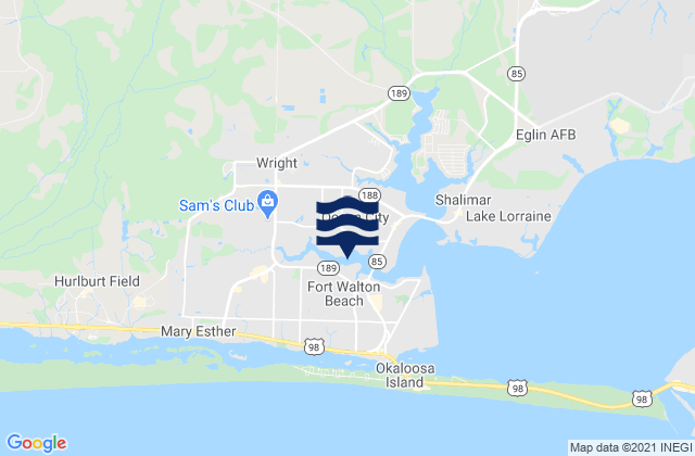 Mapa de mareas Cinco Bayou, United States