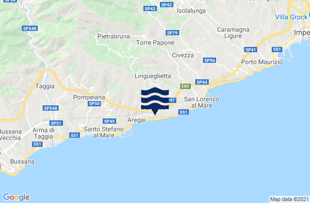Mapa de mareas Cipressa, Italy