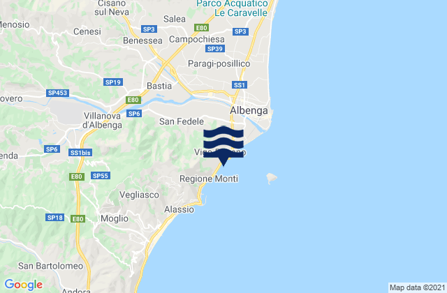 Mapa de mareas Cisano, Italy