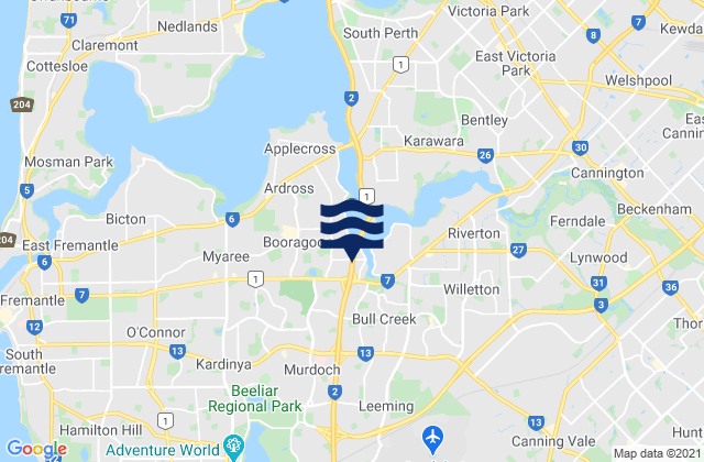 Mapa de mareas City of Cockburn, Australia