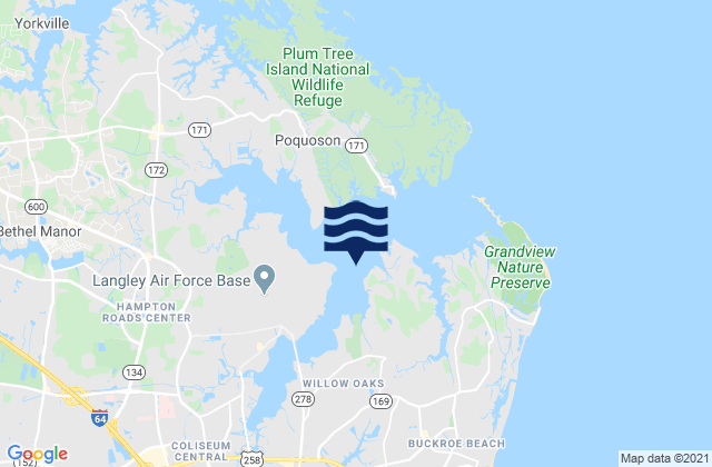 Mapa de mareas City of Hampton, United States