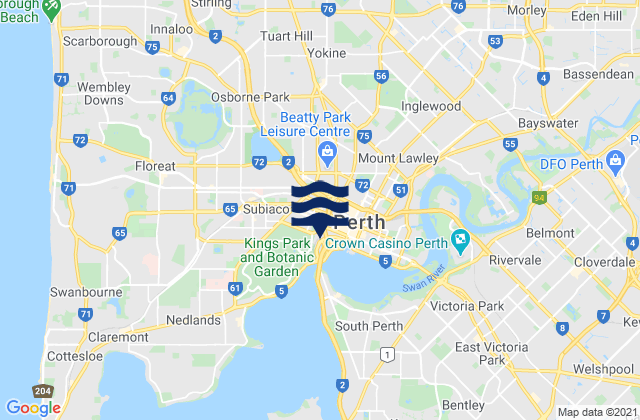 Mapa de mareas City of Perth, Australia