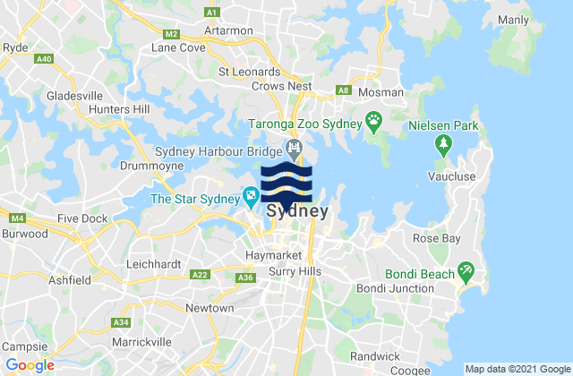 Mapa de mareas City of Sydney, Australia