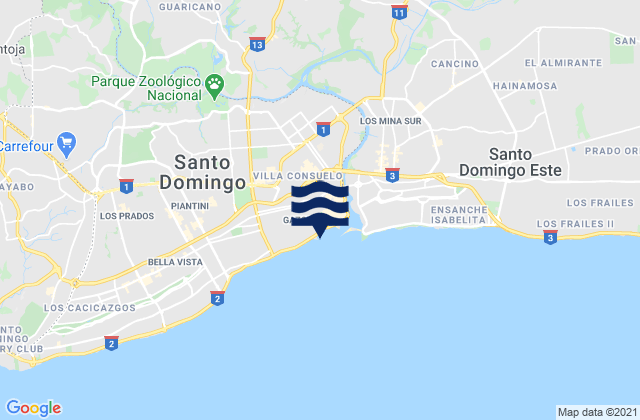 Mapa de mareas Ciudad Nueva, Dominican Republic