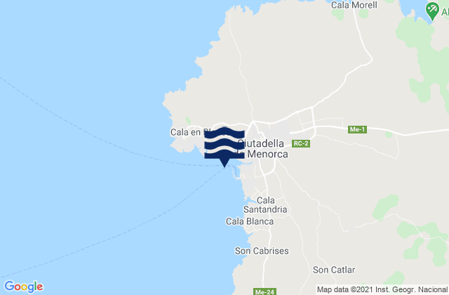 Mapa de mareas Ciudadela de Menorca, Spain