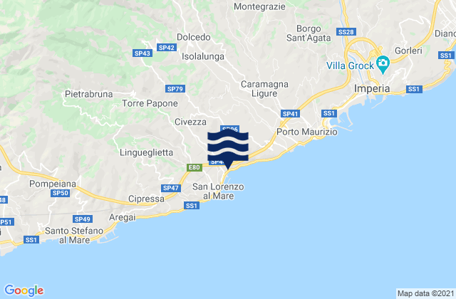 Mapa de mareas Civezza, Italy