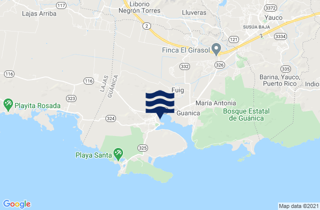 Mapa de mareas Ciénaga Barrio, Puerto Rico