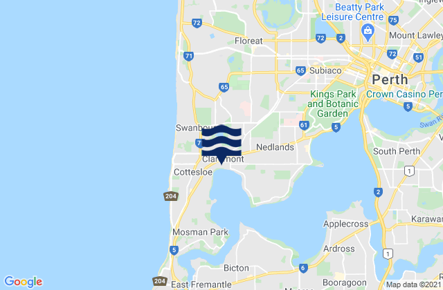 Mapa de mareas Claremont, Australia