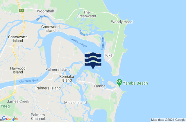 Mapa de mareas Clarence River, Australia