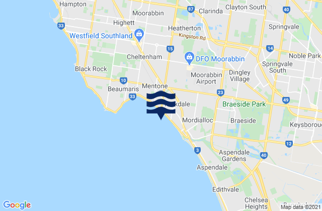 Mapa de mareas Clayton South, Australia