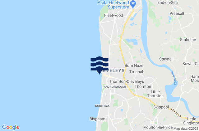Mapa de mareas Cleveleys Beach, United Kingdom