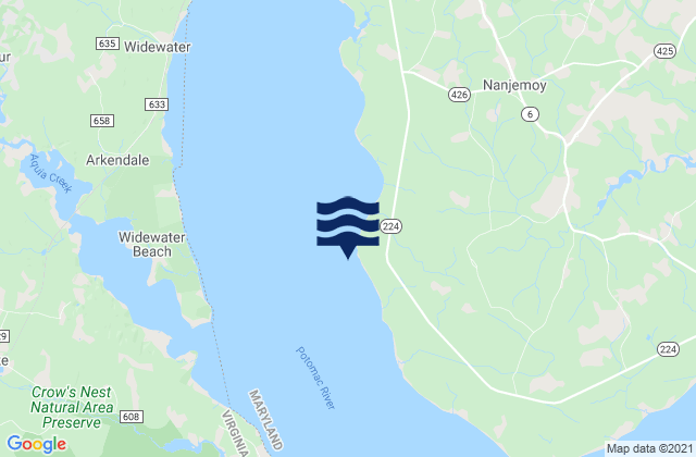 Mapa de mareas Clifton Beach Smith Point Md., United States
