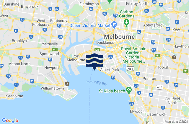 Mapa de mareas Coburg, Australia