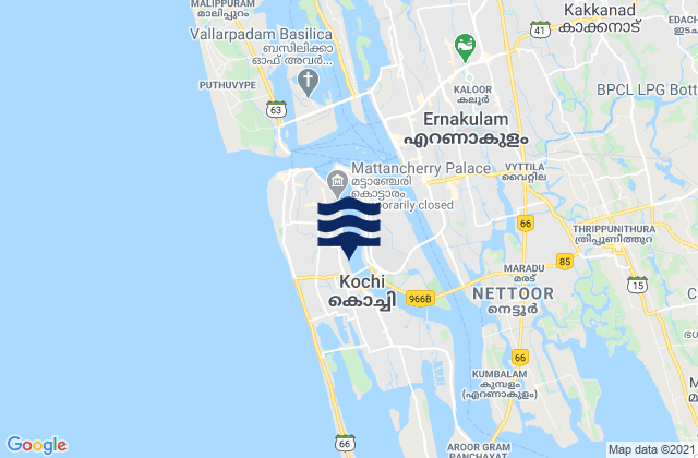 Mapa de mareas Cochin, India