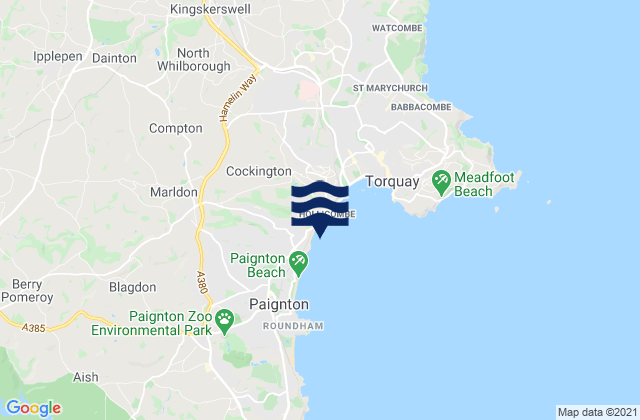 Mapa de mareas Cockington, United Kingdom