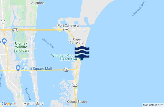 Mapa de mareas Cocoa Beach Pier, United States