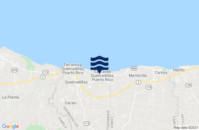 Mapa de mareas Cocos Barrio, Puerto Rico