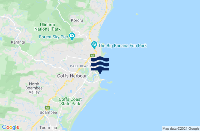 Mapa de mareas Coffs Harbour-North Wall, Australia