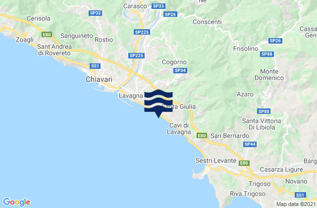 Mapa de mareas Cogorno, Italy