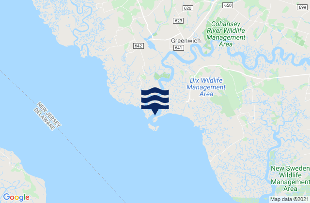 Mapa de mareas Cohansey River 0.5 mile above entrance, United States