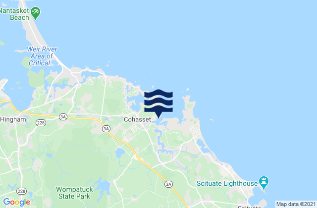 Mapa de mareas Cohasset, United States