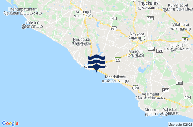 Mapa de mareas Colachel, India