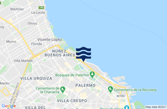 Mapa de mareas Colegiales, Argentina