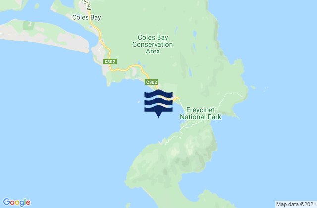 Mapa de mareas Coles Bay, Australia