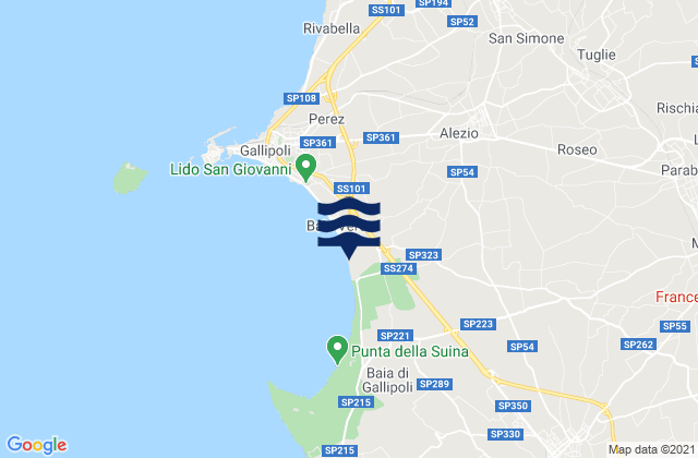 Mapa de mareas Collepasso, Italy