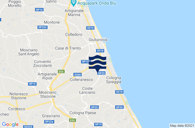 Mapa de mareas Colleranesco, Italy