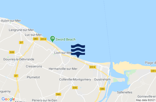 Mapa de mareas Colleville-Montgomery, France