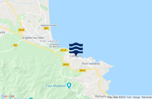 Mapa de mareas Collioure, France