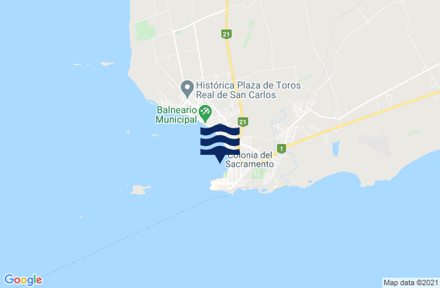 Mapa de mareas Colonia del Sacramento, Uruguay