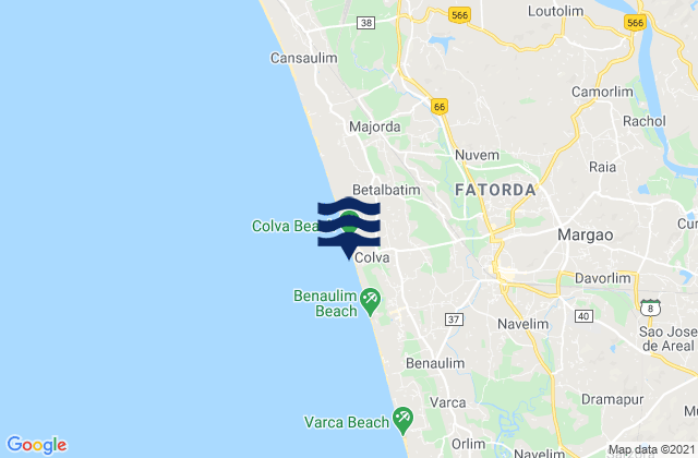 Mapa de mareas Colva, India