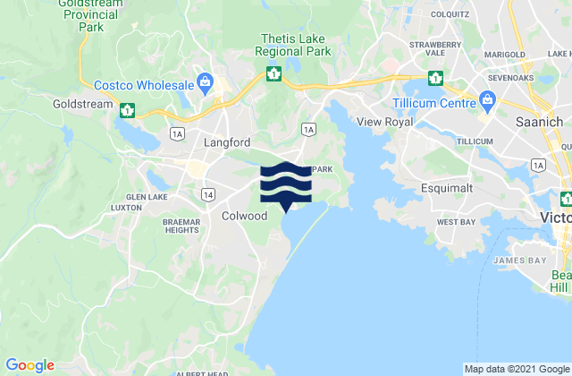 Mapa de mareas Colwood, Canada