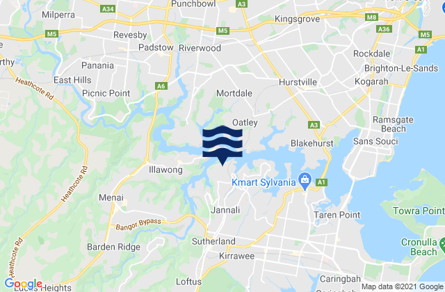 Mapa de mareas Como, Australia
