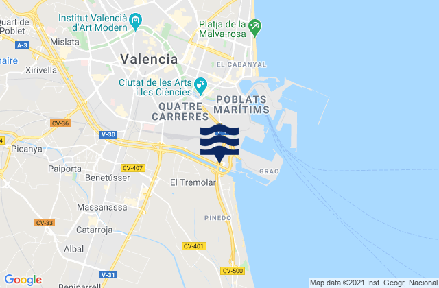 Mapa de mareas Comunitat Valenciana, Spain