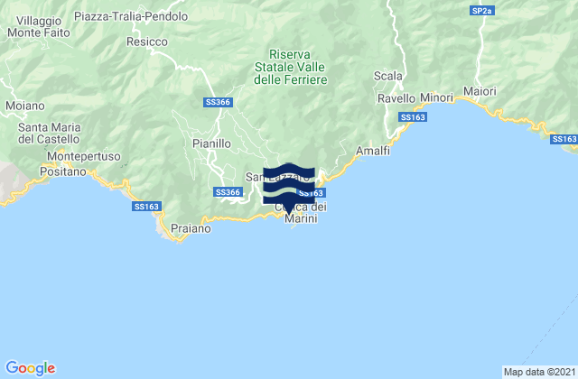 Mapa de mareas Conca dei Marini, Italy