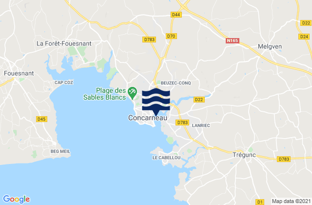 Mapa de mareas Concarneau, France