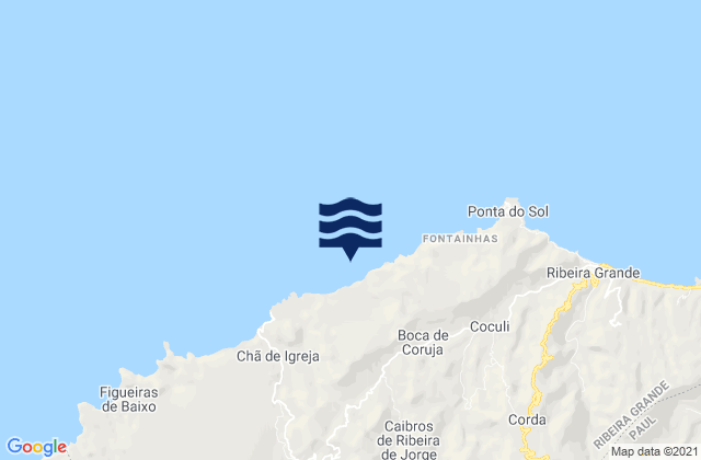 Mapa de mareas Concelho da Ribeira Grande, Cabo Verde