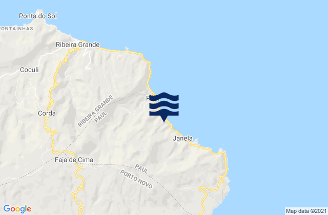 Mapa de mareas Concelho do Paul, Cabo Verde