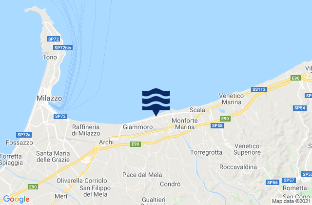 Mapa de mareas Condrò, Italy