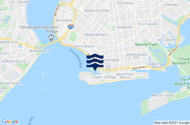 Mapa de mareas Coney Island, United States