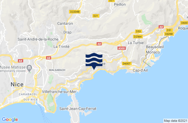 Mapa de mareas Contes, France