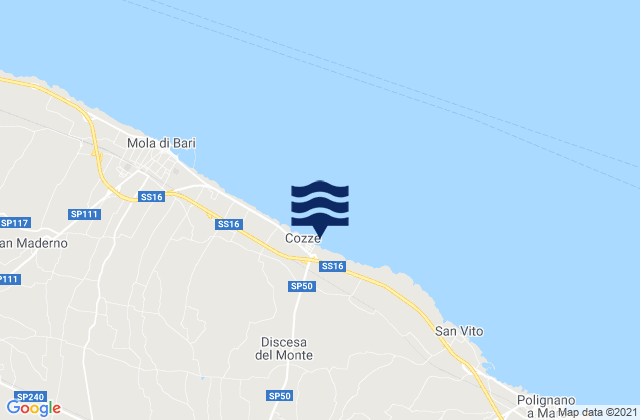 Mapa de mareas Conversano, Italy