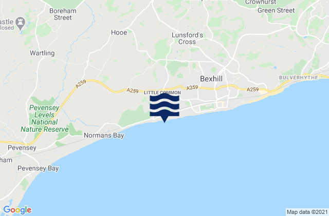 Mapa de mareas Cooden Beach, United Kingdom