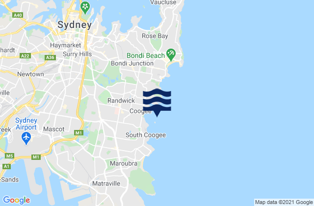 Mapa de mareas Coogee Beach, Australia