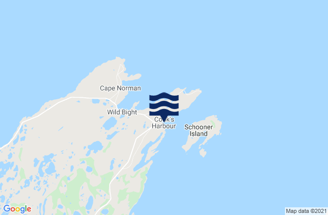 Mapa de mareas Cook's Harbour, Canada